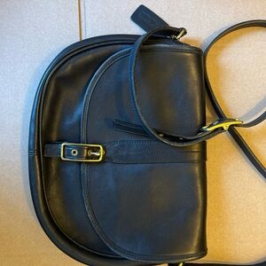 Coach Black and Gold Crossbody Bag with Structured Design